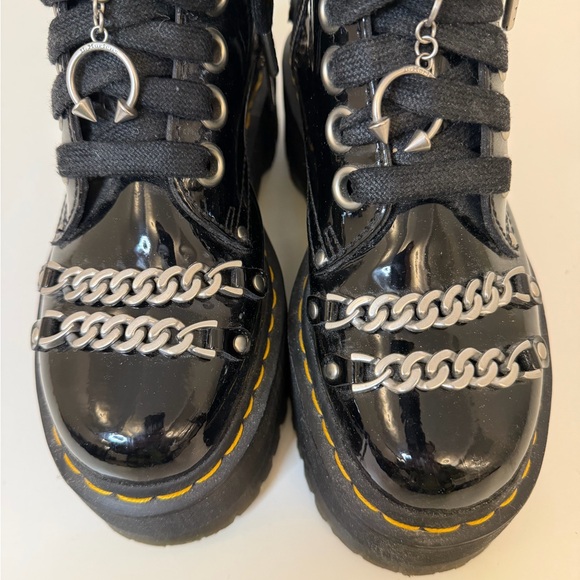 Dr. Martens Black Jadon Patent Chain Leather Platform Boots - Picture 11 of 14